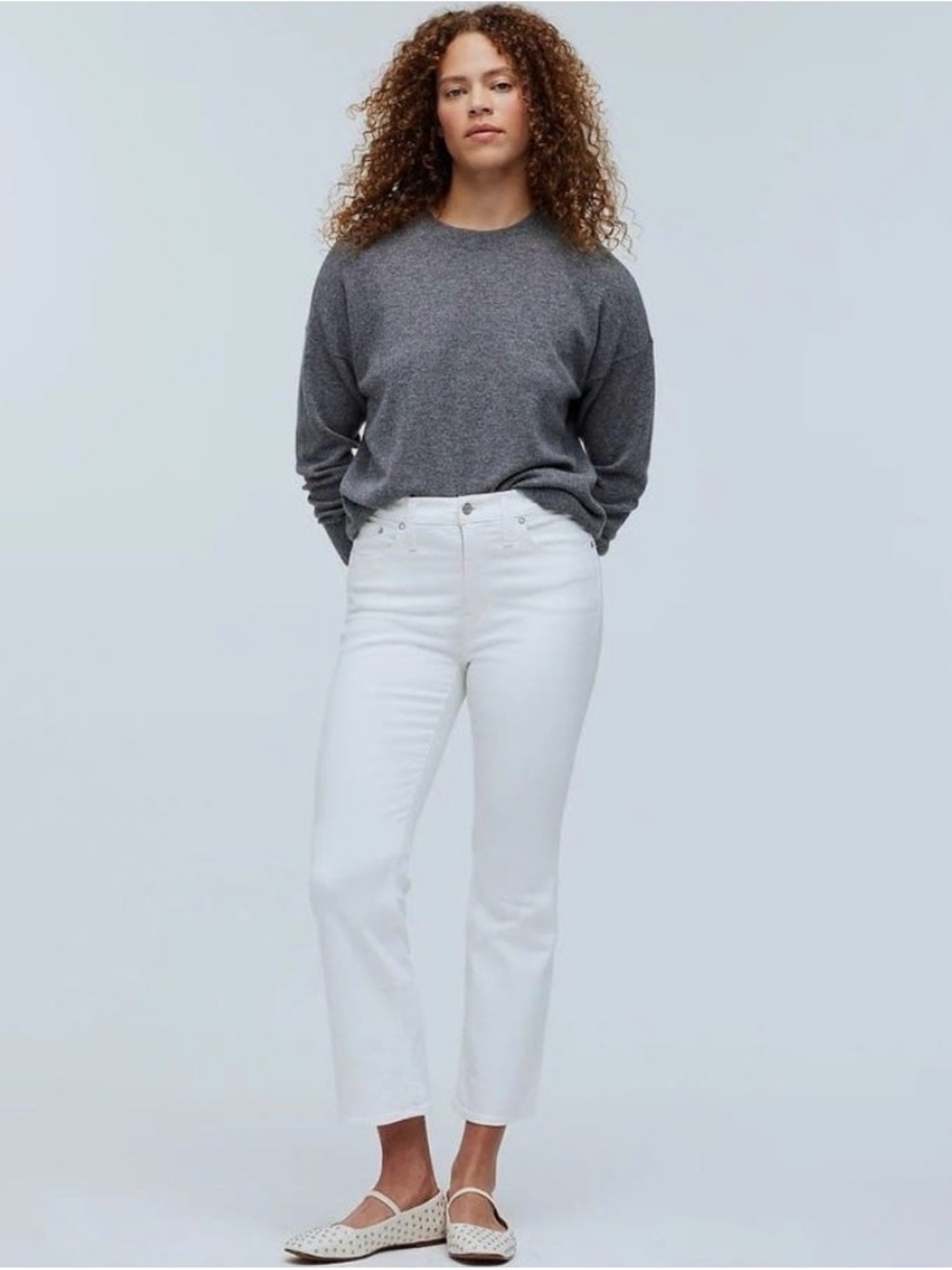 Madewell White Mid Rise Kick Out Jeans Size 26